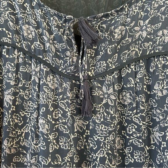 Lucky Brand Navy Floral 3/4 Sleeve Dress Size Large Cottagecore - Picture 2 of 9